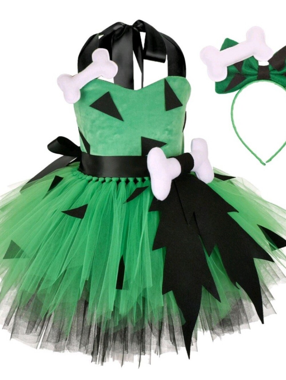 Tutu World Size 1T Flinstone Pebbkes Green Tulle Dino Dress Costume